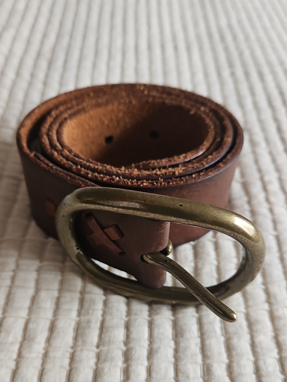 Vintage Brown Leather Belt - Medium
